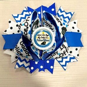Watch out boys my daddy is a police officer hairbow clip